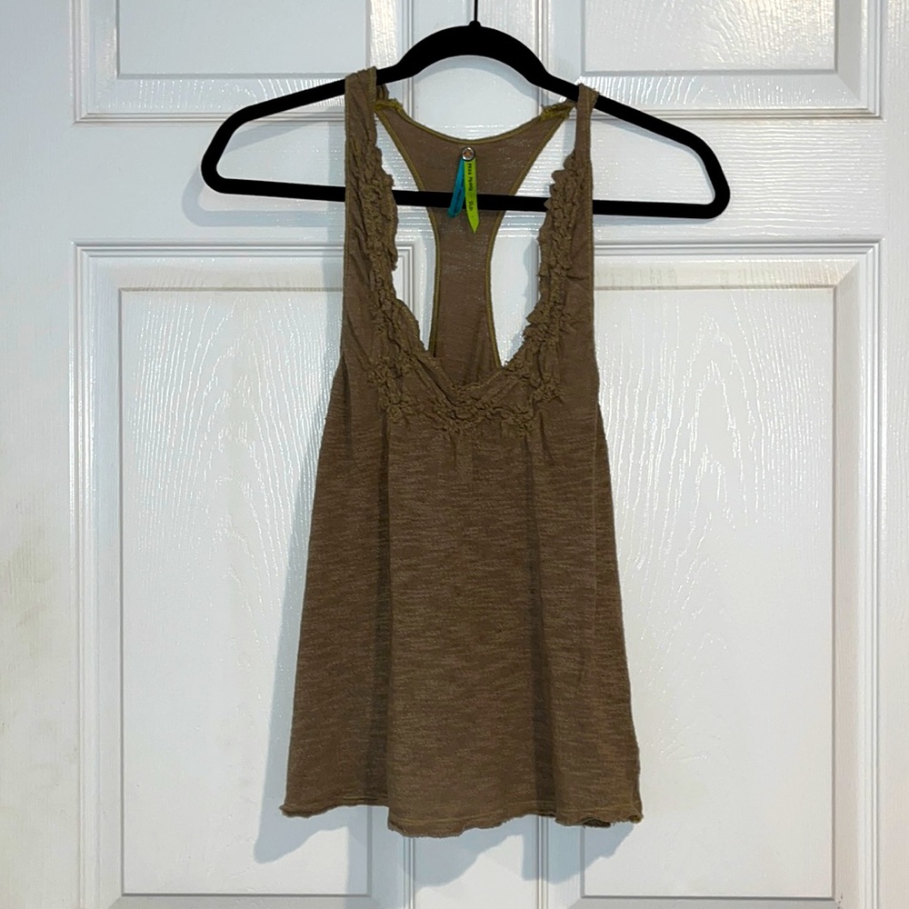 Free People green/beige XS tank top